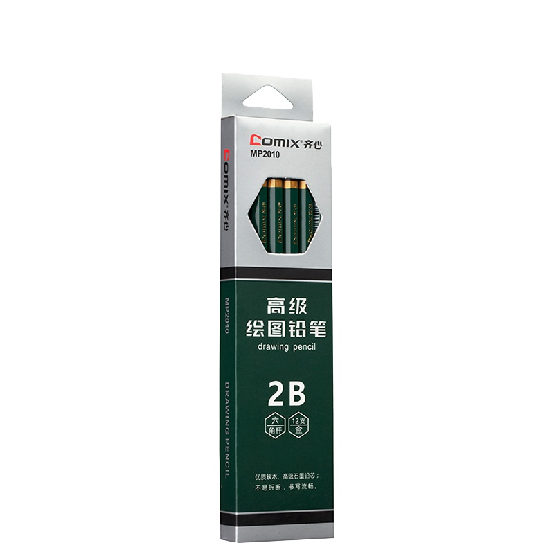 齐心 COMIX MP2010 高级绘图铅笔 2B 12支 黑