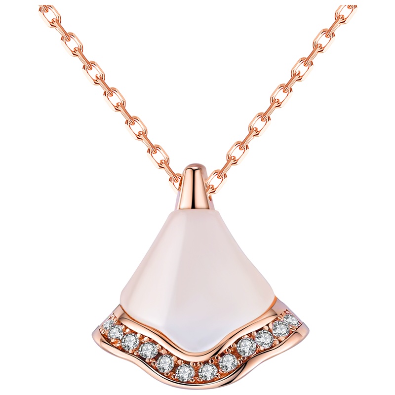 佰色传情BRIR纯银小裙子项链女潮网红扇形吊坠白母贝壳锁骨链