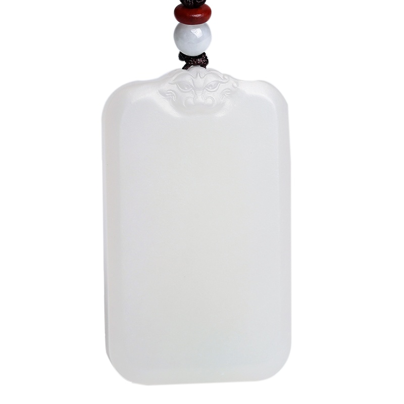 印象眸 和田玉无事牌吊坠 男女款青海料饕餮玉石吊坠 附送证书