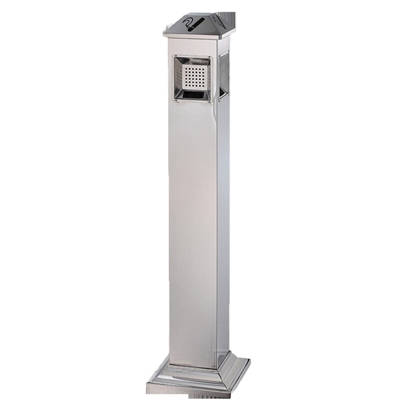 木禾水立式烟灰桶不锈钢烟灰柱烟蒂柱灭烟桶带烟灰缸垃圾桶烟头收集器