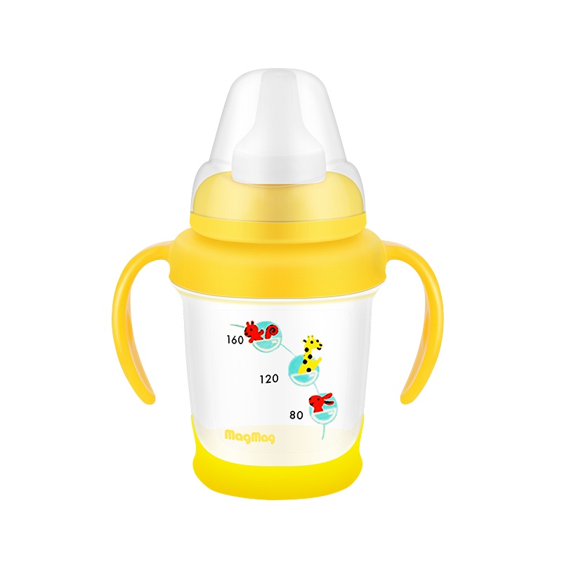 贝亲(Pigeon) magmag水杯(奶嘴杯)黄色带手柄3-6月