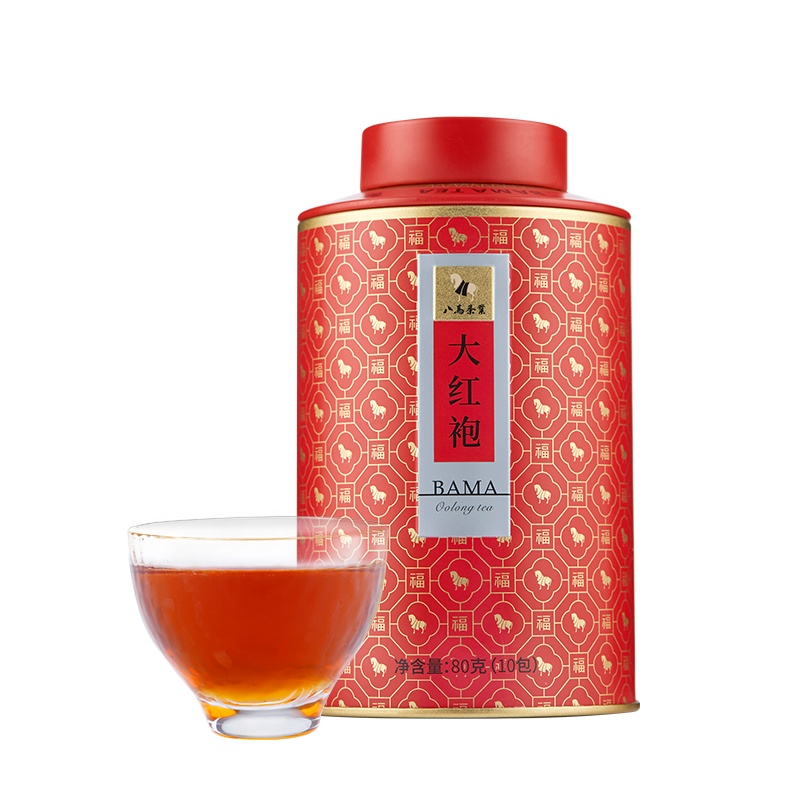 八马茶叶 百福系列 武夷岩茶武夷大红包乌龙茶 罐装80g