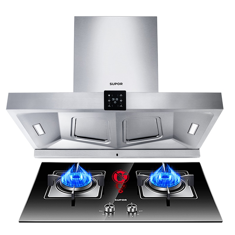 苏泊尔DU3W2+QB606抽吸油烟机 一级能效 烟机灶具套装 双翼分吸 顶吸式(天然气)