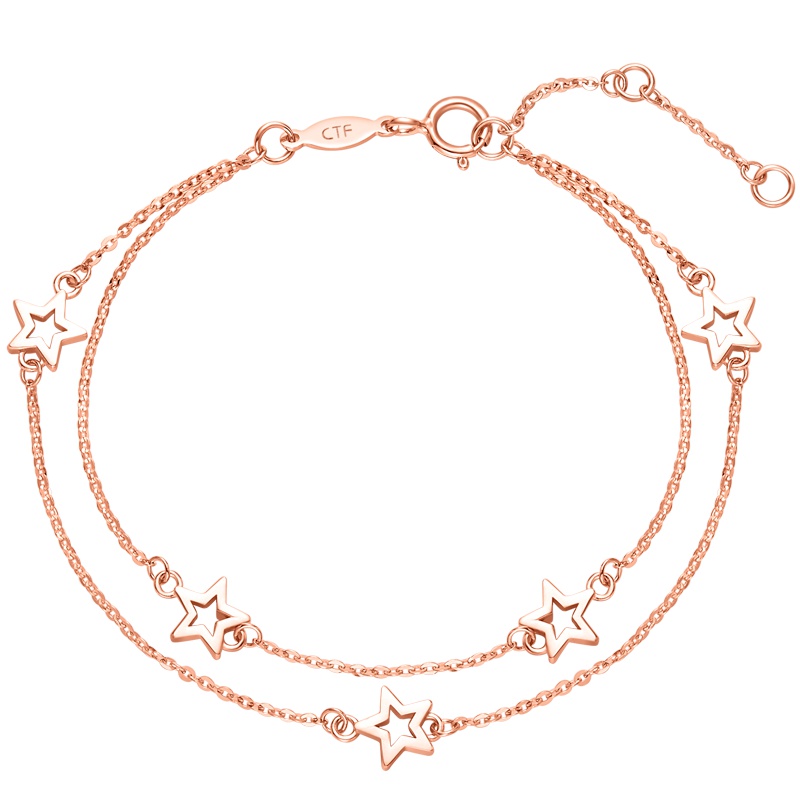 周大福珠宝首饰可爱小星星18K金彩金手链E124033