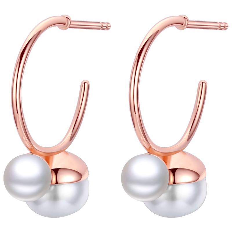 佰色传情纯银高级感耳环女气质网红淡水珍珠耳坠新款潮耳钉