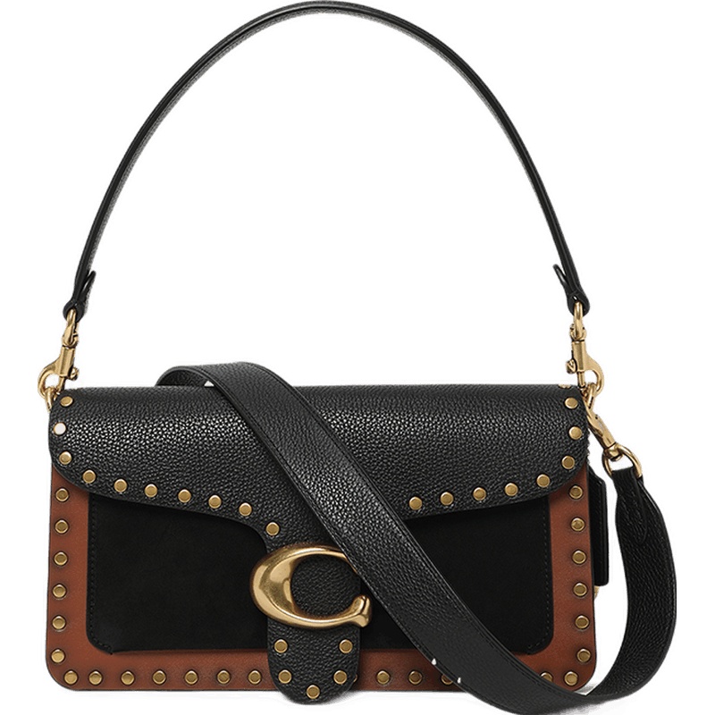 [品牌直供] COACH 蔻驰 女士皮质铆钉手提单肩斜挎包79338