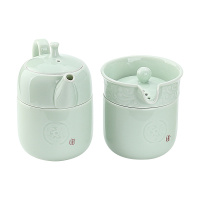 恒福(TEA MiLL) 茶具 青瓷品意壶组 一壶一杯 定窑白瓷 便携式旅行功夫茶具 色釉 陶瓷