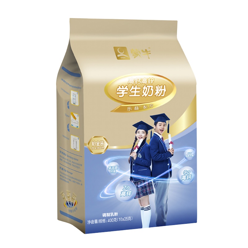 蒙牛铂金装学生奶粉400g*6袋 高钙高锌青少年男女儿童成长牛奶粉