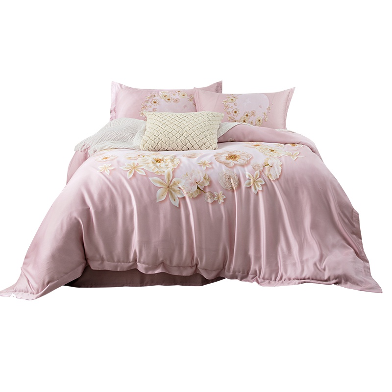 雅兰家纺天丝四件套夏季1.5m床笠双面天丝1.8m床单被套床上用品