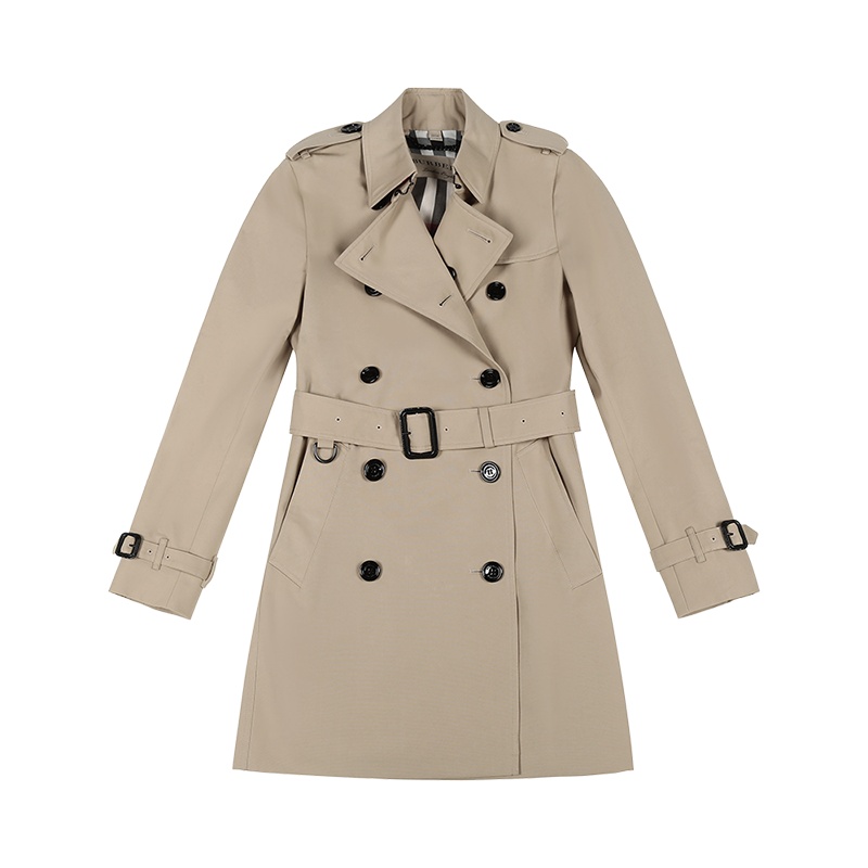 博柏利 BURBERRY 女款 聚酯纤维中长款风衣外套80355631