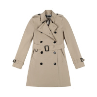 博柏利 BURBERRY 女款 聚酯纤维中长款风衣外套80355631