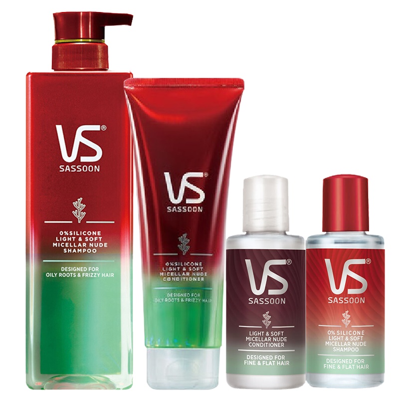 沙宣无硅油氨基酸小脸洗护套装轻润裸感洗发水500ml+护发素210ml送旅行装50ml*2 (蓬松洗发露洗头膏苏宁自营)