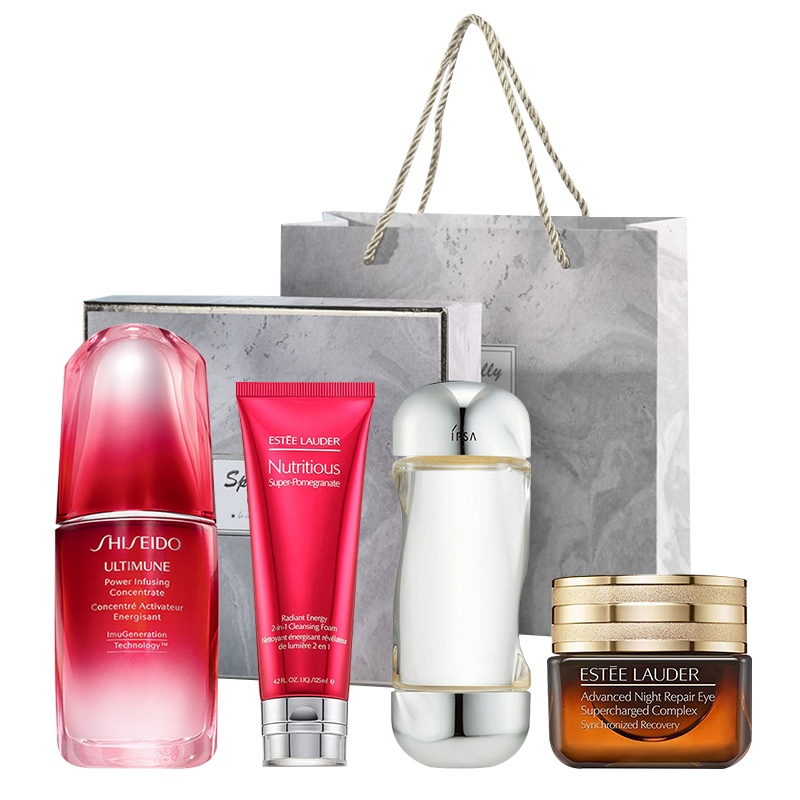 明星产品限量礼盒套组(红石榴洁面125ml+流金水200ml+红腰子50ml+抗蓝光眼霜15ml)