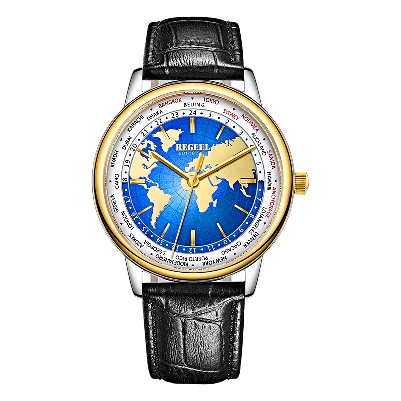 宾爵（BEGEEL）手表 异城时光系列机械男士手表机械机芯世界时间显示装饰时尚防水B725M.C