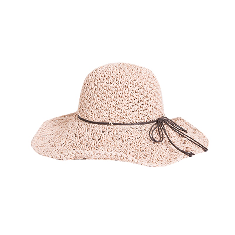 瑞苏薇(RASUV) 女帽子文艺镂空撞色蝶结韩版潮编织草帽沙滩海边防晒遮阳帽大檐凉帽太阳帽
