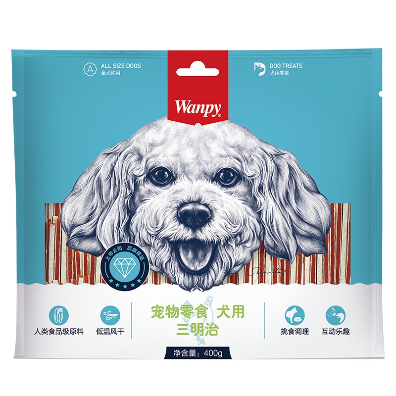 顽皮Wanpy宠物零食犬用三明治400g