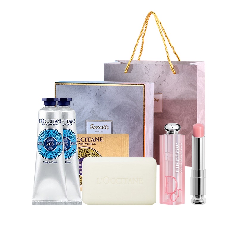 美妆护肤节日限量礼盒套组A(护手霜30g*2+洁肤皂100g+润唇膏001)