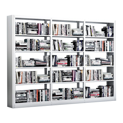 三圣 办公家具钢制书架学校图书馆书店书籍室阅览室书架展示架书柜资料架柜单面一列四组