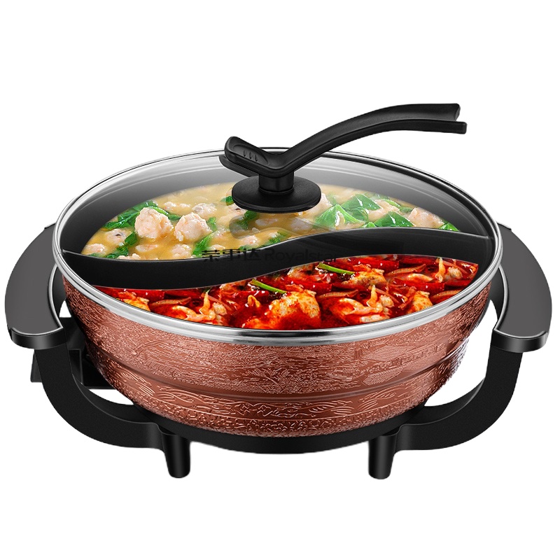 荣事达(Royalstar)电火锅HG1578电火锅5升大容量双管加热不沾内锅可立把手锅盖