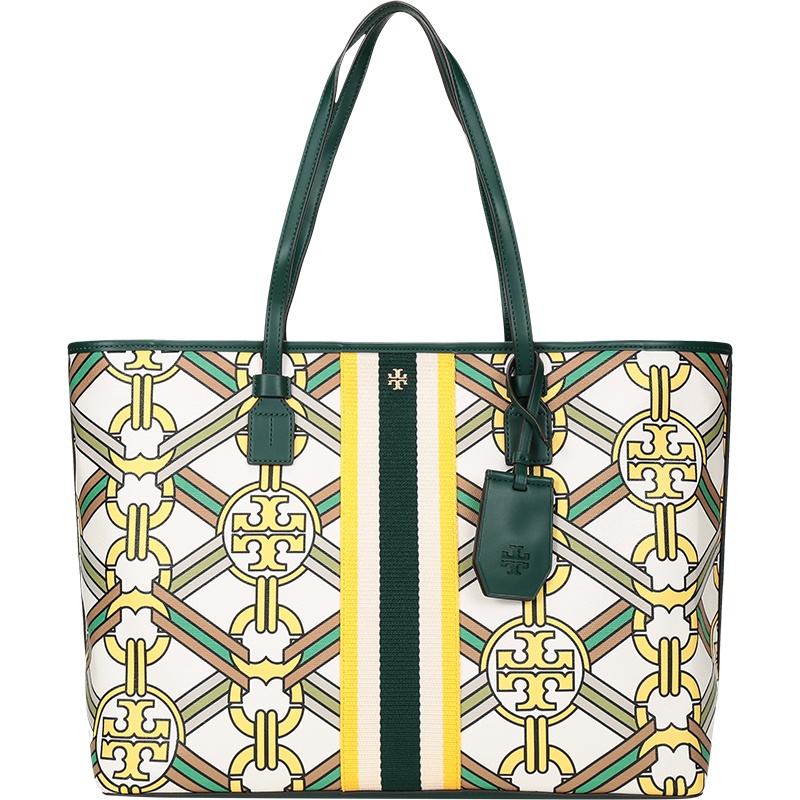 TORY BURCH 托里·伯奇 TB女包 GEMINI LINK系列 涂层帆布配皮手提单肩包托特包 74659