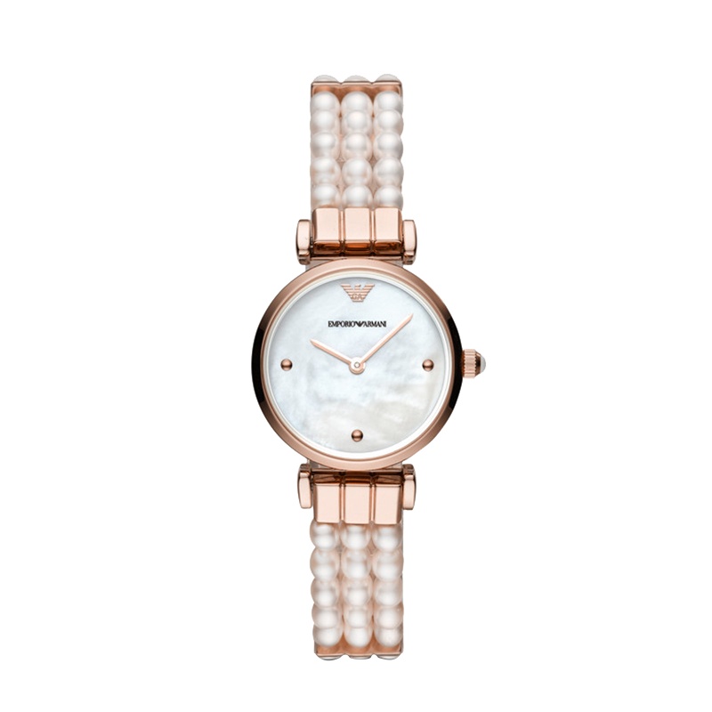 阿玛尼(EMPORIO.ARMANI)手表 休闲个性可爱珍珠造型表带石英表女士腕表AR11317