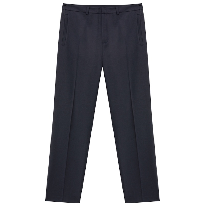 鄂尔多斯1980 20春夏通勤简约自然腰直筒羊毛女裤女士休闲裤