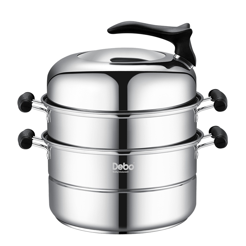 德铂(Debo) 蒸食430不锈钢蒸锅三层28CM加厚复底家用多层大蒸锅蒸笼电磁炉煤气灶通用