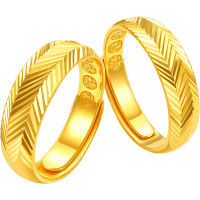 周大生黄金饰品黄金对戒新款999足金车花结婚戒指正品活口情侣婚庆指环