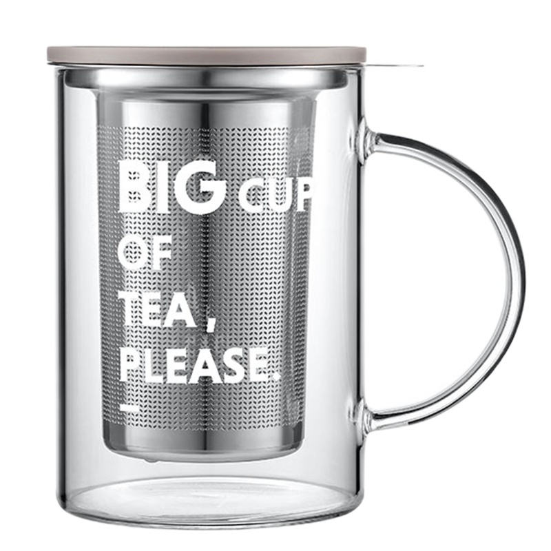 北鼎(buydeem)茶水分离泡茶杯过滤玻璃杯 家用办公室带盖带把透明水杯男女500ml