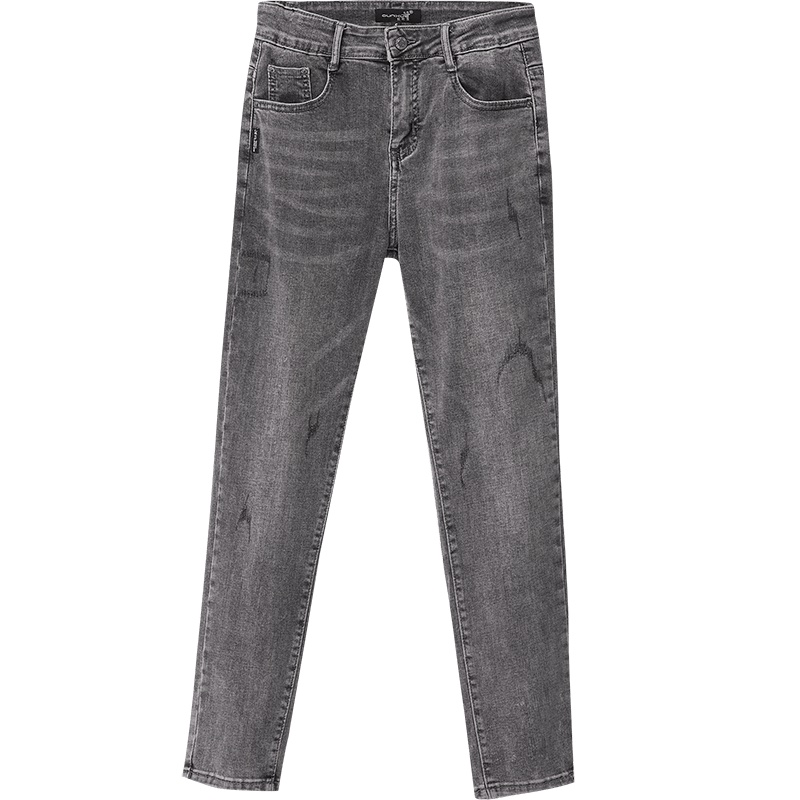 欧昵雪夏季韩版高腰显瘦小脚铅笔裤紧身弹力牛仔裤女长裤