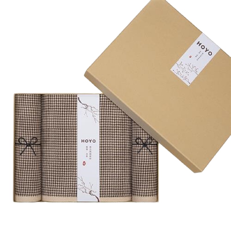 HOYO千鸟格毛巾浴巾三件套7099