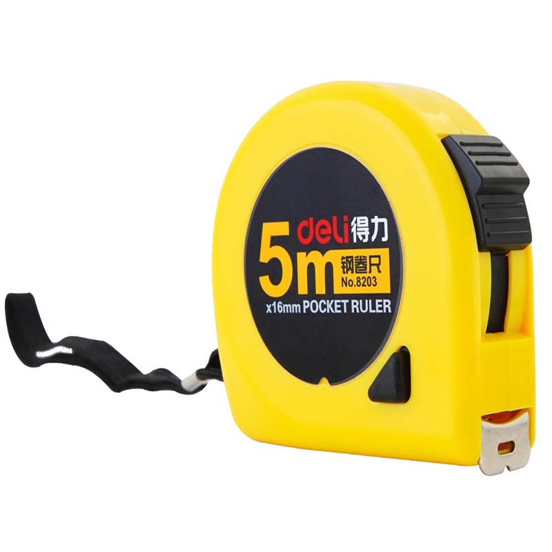 得力(deli)8203 5m钢卷尺 测量尺 卷尺 尺子 拉尺 钢尺 木工卷尺 鲁班尺 测量工具