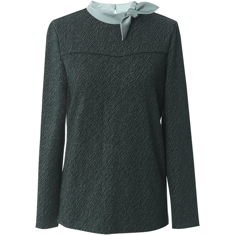 OUNIXUE欧昵雪 | [时髦蝴蝶结立领打底衫]秋冬季减龄显瘦上衣直筒针织衫女