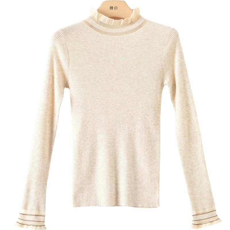 晚白2020冬季新品通勤简约纯色立领长袖百搭毛衣打底衫针织衫女