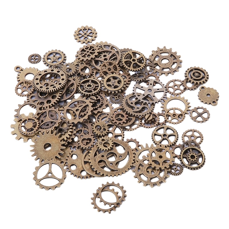 DIY手工水晶uv古达C滴胶烟灰缸手机壳封入物机械朋克齿轮饰品配件吊坠 古金+红铜100个/包