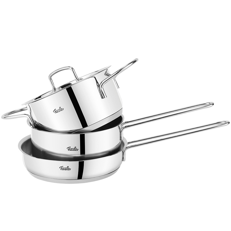 德国菲仕乐/Fissler 三件组套装带钢盖 礼品套锅 不锈钢奶锅煮锅炖锅煎锅 多用途304不锈钢燃气灶电陶炉电磁炉通用