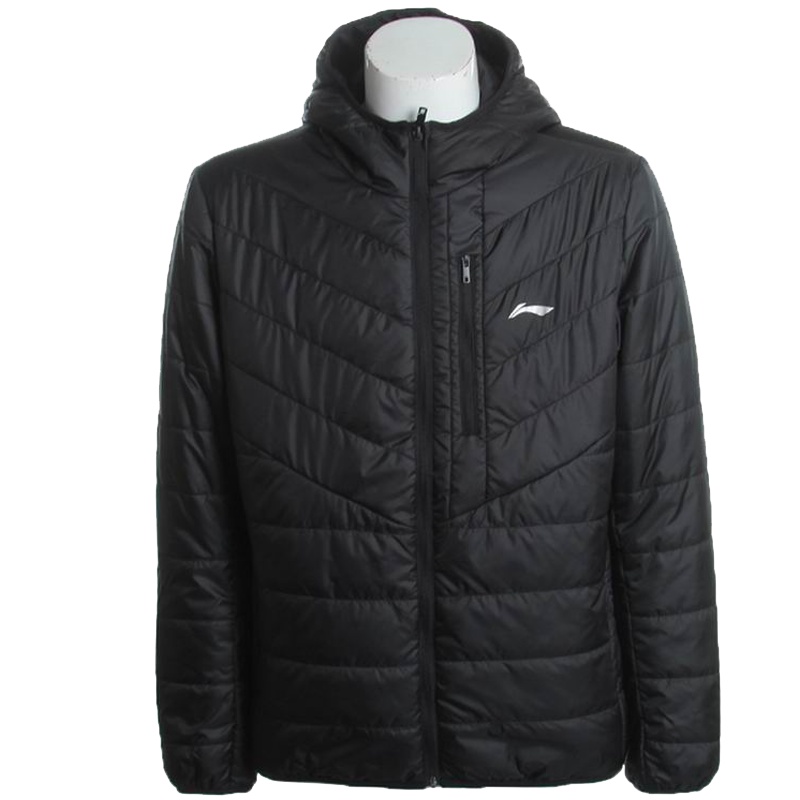 李宁男子短款棉衣男冬季保暖运动舒适短连帽休闲棉服