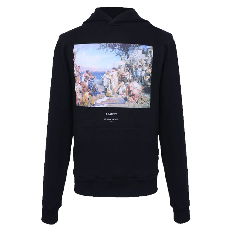 IH NOM UH NIT女士黑色棉质套头连帽卫衣NCW18208 009