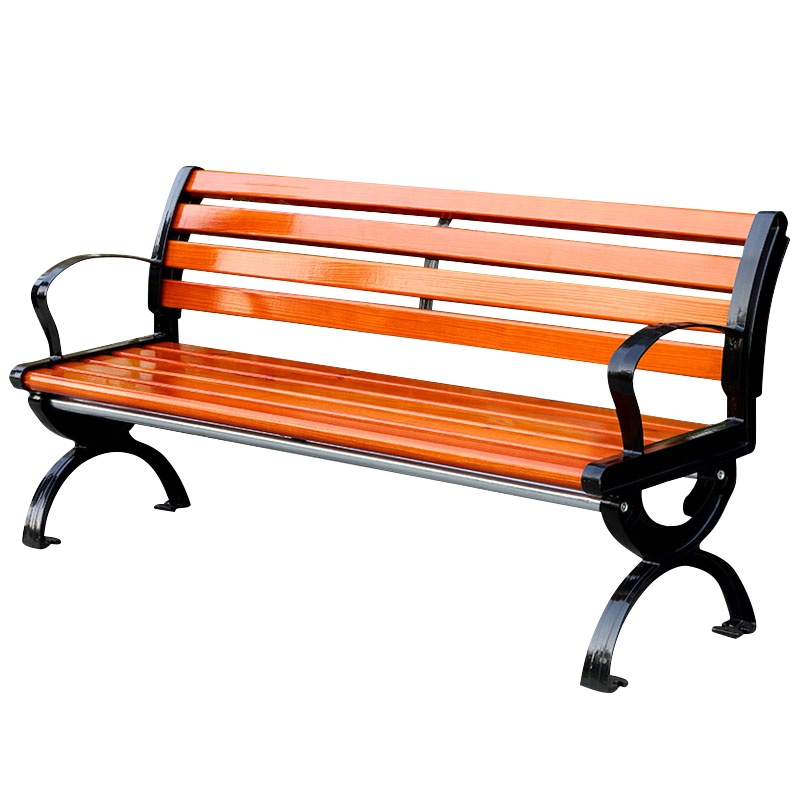 DXBG公园椅户外长椅庭院双人靠背座椅休闲铁艺防腐实木室外长条凳1.5米