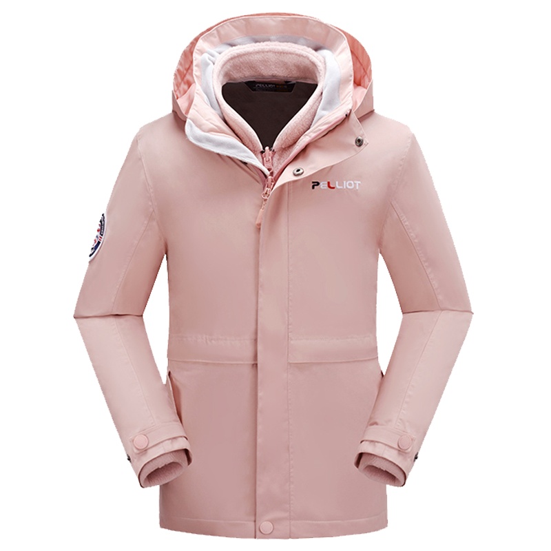 伯希和户外儿童冲锋衣男童女童旅游上学加绒加厚透气耐磨防紫外线防水防风保暖四季两件套锦纶潮外套