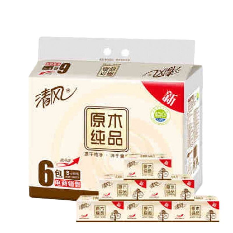 清风(APP) BR67CN 清风180抽原木纯品软抽面巾纸(6包/提)