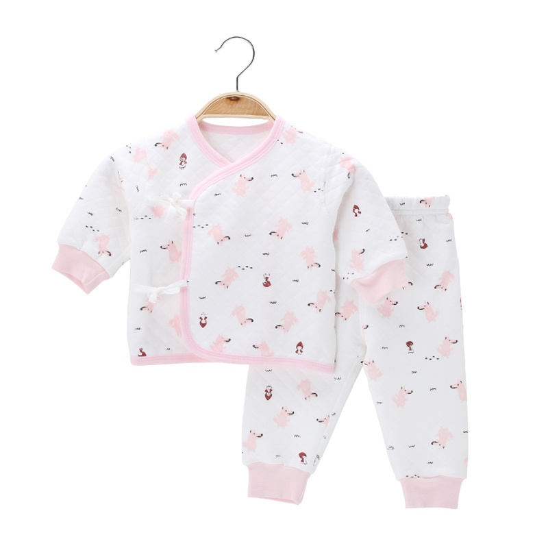 小马波迪新生婴儿衣服秋冬纯棉内衣打底夹棉0和尚3月分体初生宝宝保暖套装