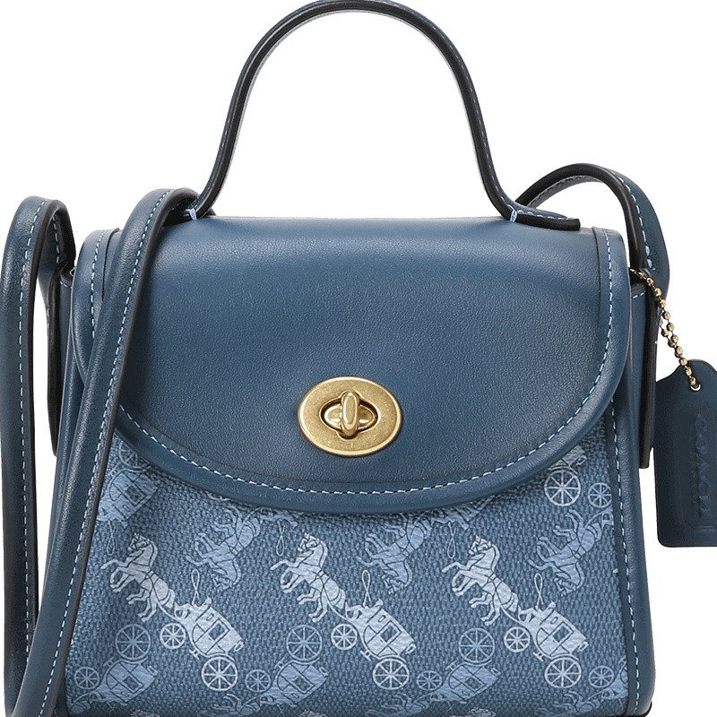 COACH 蔻驰 女包 口盖包 单肩包 手提包 椭圆扣马车印花拼皮3002