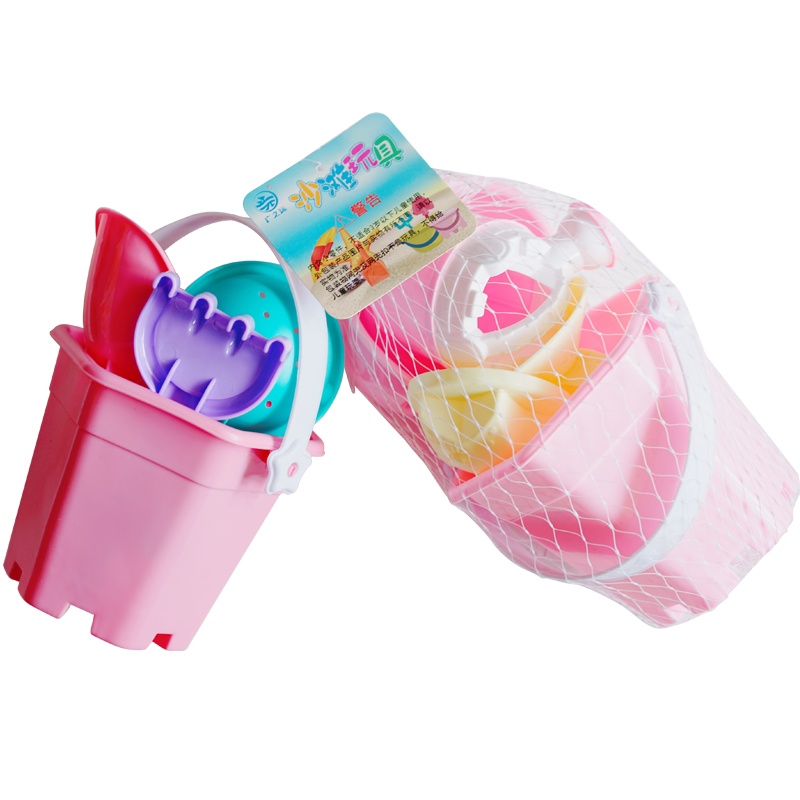 嘉宴(Grgan)儿童沙滩玩具套装沙漏铲子和桶男孩女孩宝宝玩沙子挖沙决明子工具【7件套-粉色系】