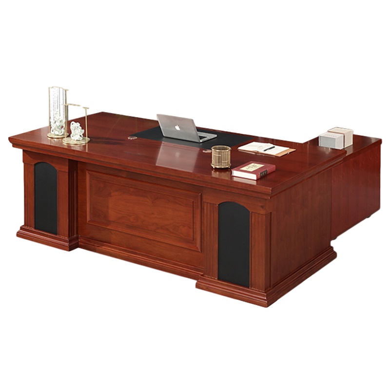 三圣 办公家具大班台主管办公桌老板桌总裁经理桌油漆实木贴皮大班台2.2米含柜