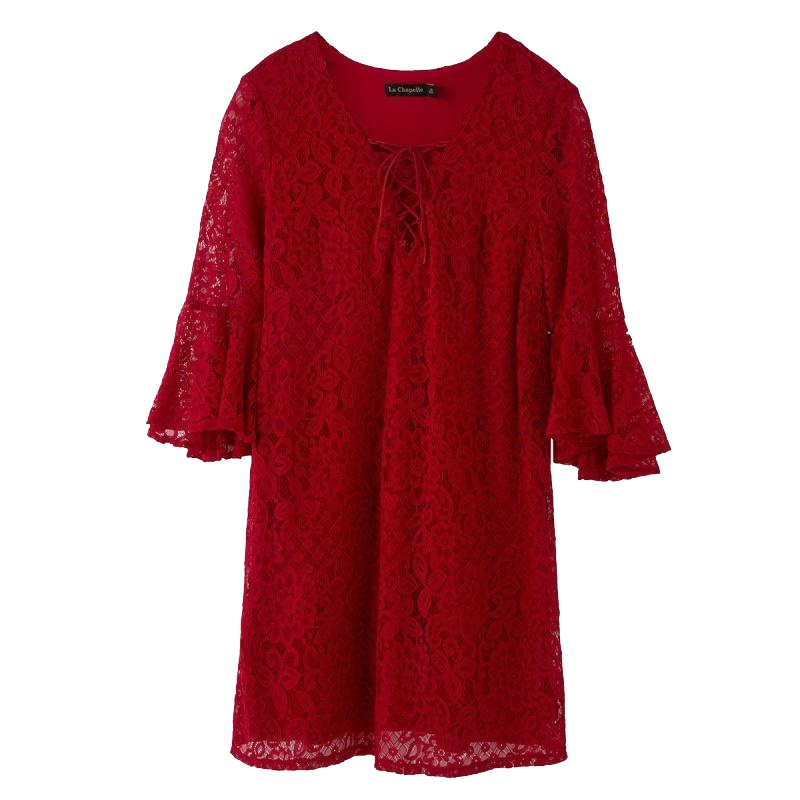 【专柜同款】拉夏贝尔连衣裙女士秋冬气质宽松显瘦荷叶边A字裙短裙子10017606