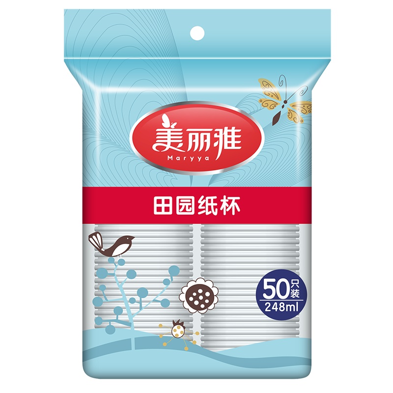 美丽雅田园印象特厚型纸杯50只装