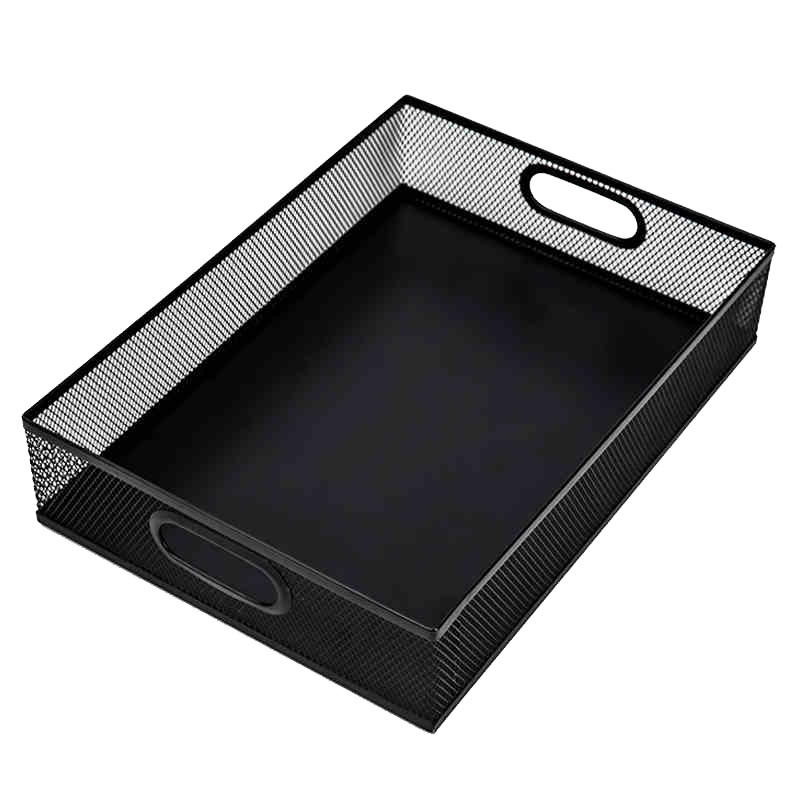 得力deli文件筐三层四层金属文件篮铁丝网状文件栏筐资料架纳框座办公用品创意桌面办公文件座桌面 文件单据收纳盒置物