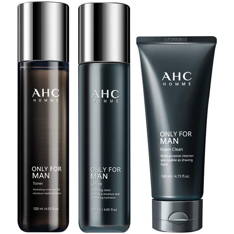 [男神挚爱]AHC 男士护肤品水乳洁面三件套 提亮肤色 紧致肌肤 面部护肤套装