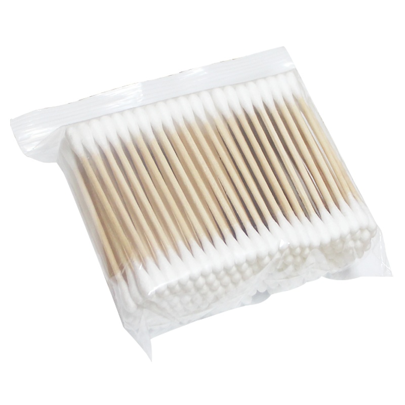 秝客(lefeke)棉签/棉球100支瓶装竹棒签装(袋装)(圆头+圆头)双头可用棉签棉棒清洁掏耳朵宠物彩妆一次性便携家用